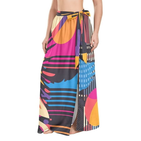 FORMRS Beach Sarong for Women Semi-Sheer Wrap Skirt Swimsuit Cover Up  Futuristic Circles