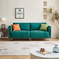 thumbnail image 2 of LaMuseCybèle 76.3 inch Sofa Couch, Fabric Loveseats Couch with 2 Side Pockets, Deep Seat Sofa for Living Room, Bedroom, Apartment, Movable Back (Green), 2 of 6