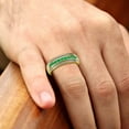 thumbnail image 5 of TriJewels 0.35 ctw Round Emerald Two Toned and High Polished Edges Men Wedding Band (8 mm) in 10K Yellow Gold, 5 of 6
