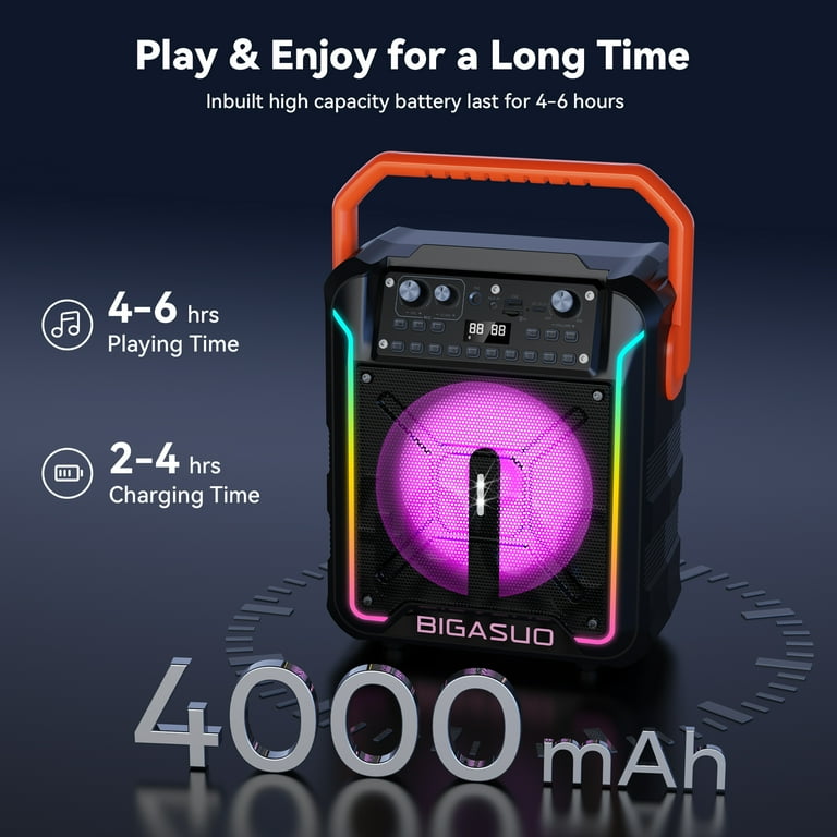 BIGASUO Bluetooth Karaoke Machine, Portable Party Speaker Karaoke