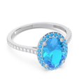 thumbnail image 3 of 2.15 Carat Oval Shape Blue Topaz Gemstone & Natural Diamond Classic Ring for Birthday Gift 14K White Gold Size 9.5 by Diamond-Capitals, 3 of 7