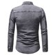 thumbnail image 5 of Camisa vaquera de manga larga para hombre con lavado de solapa y botones a juego para montañismo al aire libre Pompotops  oipoqjl27473, 5 of 7