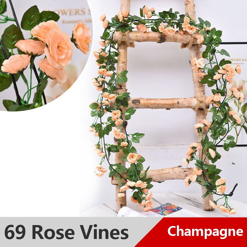 Artificial Rose Vine Flowers With Green Leaves 69 Heads Rose