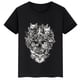 thumbnail image 3 of Ropa infantil con estampado de calavera de gato, camiseta de algodón de verano para niños y niñas, ropa infantil personalizada de manga corta negra, 3 of 5