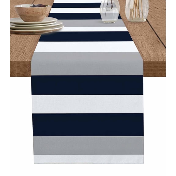 Ldtrchee Black White Stripesd Table Runner 60 Inches, Minimalist Geometric Grey Bed Runner Dresser Scarves Tabletop for Indoor Outdoor Parties/Ceremony/Banquet, 13" x 60"