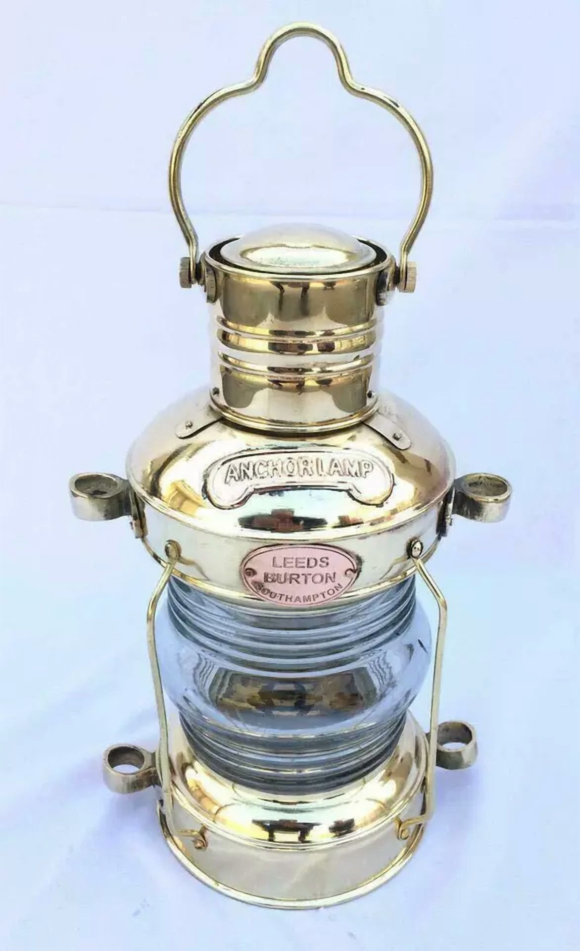 12" Vintage Brass Anchor Oil Lamp Collectible Nautical Maritime Ship Lantern Oil lamp Boat Light