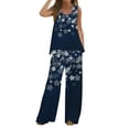 thumbnail image 2 of Puntoco Mujer Verano Suelto 2 Piezas Impreso Trajes Cuello Redondo Sin Mangas Tops y Pantalones Largos Chándal Traje Puntoco Puntoco-5851, 2 of 5