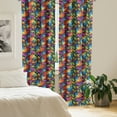 thumbnail image 2 of Ambesonne Floral Curtains, Colorful Flowers Vintage, Pair of 28"x63", Multicolor, 2 of 5