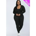 thumbnail image 2 of Plus Size Scoop Neck Long Sleeve Bodycon Jumpsuit, 2 of 5