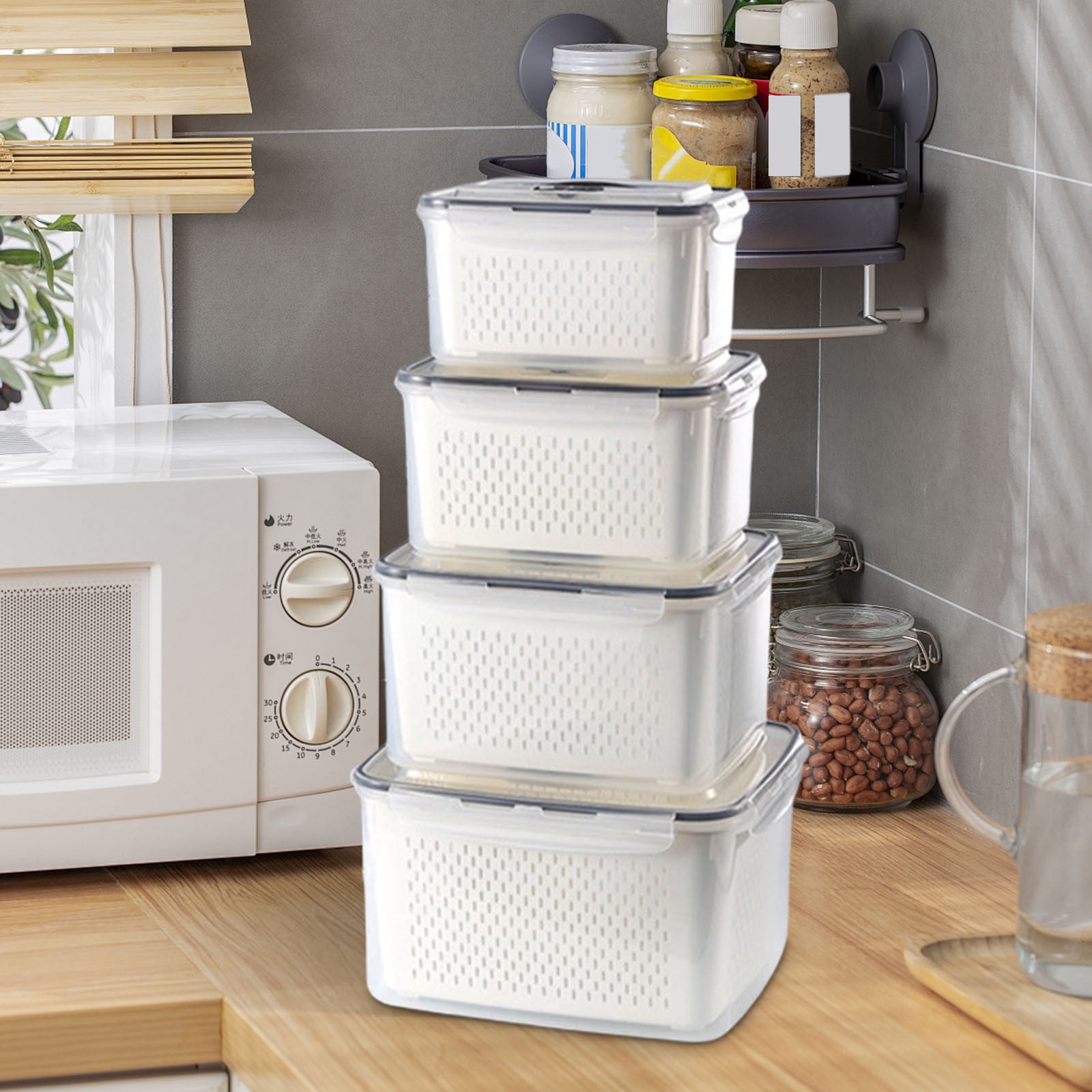Food Storage Containers, Refrigerator Organizer Storage Box, Airtight Lid Container Set, Stackable Fridge Organizer Box, Fresh Keeping Produce Storage, Kitchen Meal Prep Organizer
