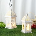 thumbnail image 3 of Set of 2 Vintage Decorative Lanterns 7.5''H Battery-Operated Metal Hanging Lanterns with Fairy String Lights, 3 of 9