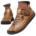 thumbnail image 2 of AUDeals Womens Handmade Casual Leather Sneakers Non Slip Ankle Loafers Outdoor Walking Shoes (Brown, 6.5), 2 of 5