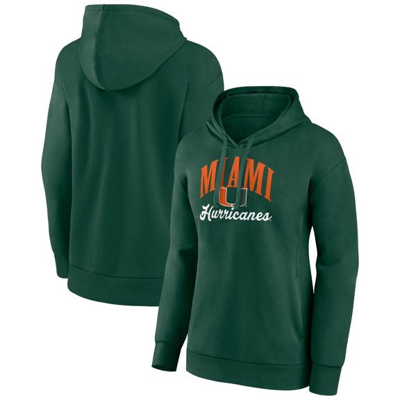 Women's Green Miami Hurricanes Victory Script Pullover Hoodie