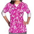 thumbnail image 1 of TIMIFIS Womens Scrub Tops Printed Scrub Valentine's Day Working Uniform Short Sleeve V Neck Workwear Blouse T-shirt with Pockets-Purple pring, 1 of 4