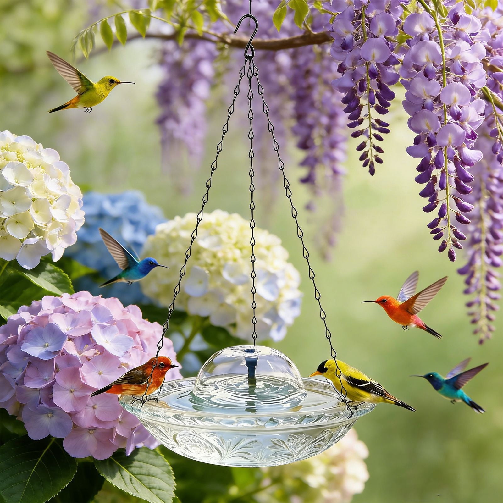 Usb-Powered Outdoor Garden Bird Bath