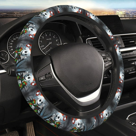 Gokiu The Nightmare Before Christmas for Elastic Steering Wheel Cover Car Accessories Non-slip, Breathable and Sweat-Absorbent Fits 15 inch car steering wheel for Both Men and Women