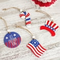 thumbnail image 2 of Holloyiver 6PCS Patriotic Hanging Ornaments for Tree, 4th of July Independence Day Wooden Ornaments with Ropes, USA Flag Stipe Red White and Blue Decorations Memorial Day, 2 of 5
