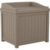 Suncast Outdoor 22 Gallon Resin Deck Box with Seat, Dark Taupe