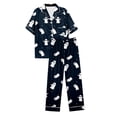 thumbnail image 6 of FASHOFT Halloween Pajama Sets for Women 2 Piece Soft Long Sleeve Button Down Sleepwear Top and PJ Pants Loungewear Set Navy XXL, 6 of 7