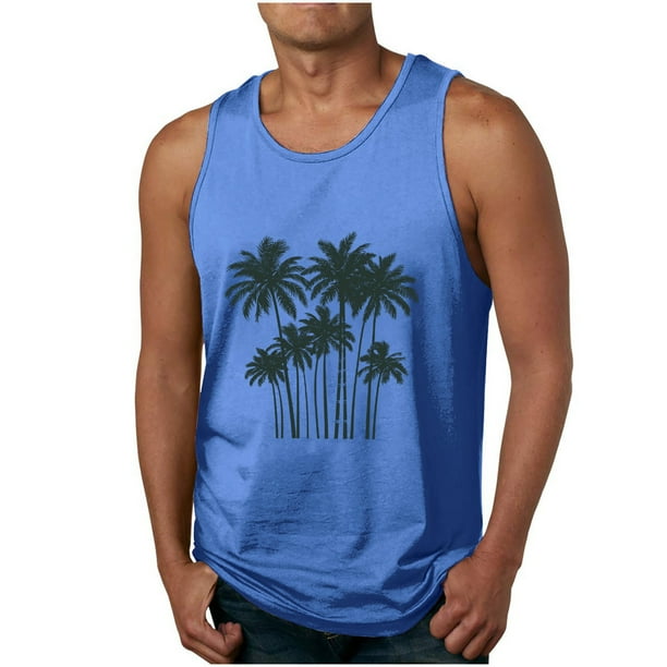 Camisetas de Tanque de los Hombres Tanque de los Hombres Incolor Gradiente de Impresión Cuello Redondo Correa Delgada Fuga Atrás Regular Casual Deportes Blusas de Tanque