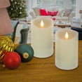 thumbnail image 3 of HGTV Home Collection Set of 2 Heritage Real Motion Flameless LED Candles With Remote, Ivory with Warm White LED Lights, Battery Powered, 5 in, 3 of 5