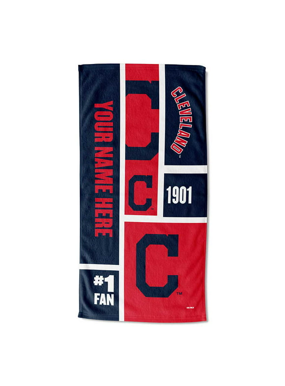 Cleveland Indians MLB "Colorblock" Personalized 30"x 60" Beach Towel