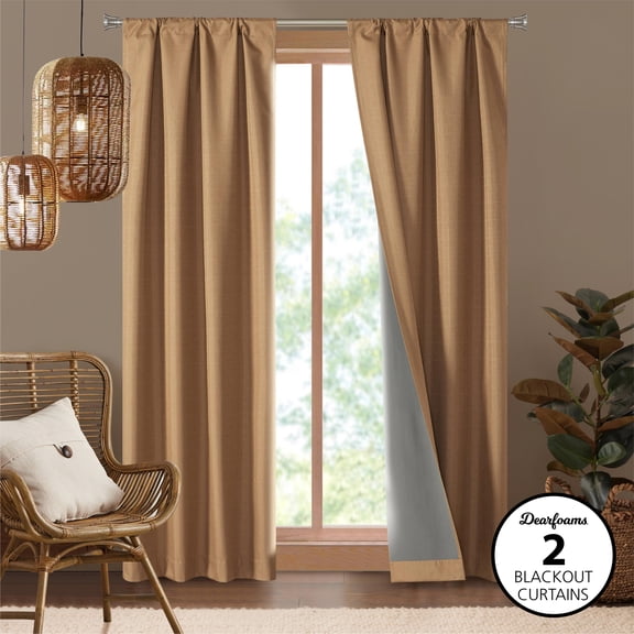 Dearfoams Energy Efficent Total Blackout Curtain Panel Set, 37 x 63" Black