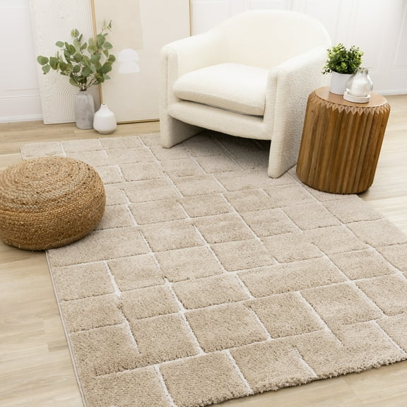 Rug Branch Contemporary Stripes, Tonal/Solid, Trellis Grey Indoor Area Rug - 5' x 8'