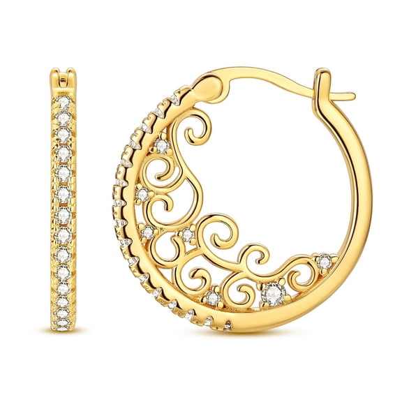 MULA Sparkling European 925 Sterling Silver Hoop Earrings 5A Zircon Retro patterns for Women Jewelry Gift