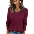 thumbnail image 2 of BLVB Pullover Sweaters for Women Lightweight Fall Fashion Tops V Neck Long Sleeve Trendy Crochet Pointelle Sweater, 2 of 7