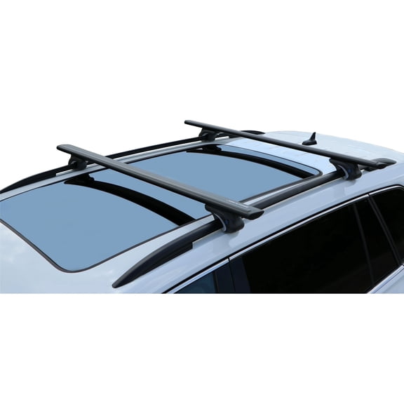 BrightLines All Black Heavy Duty 220 lbs Wing Shaped Universal Crossbars Roof Racks Compatible with 2017-2024 Volkswagen Atlas for kayak luggage ski bike carrier, a Set of 2