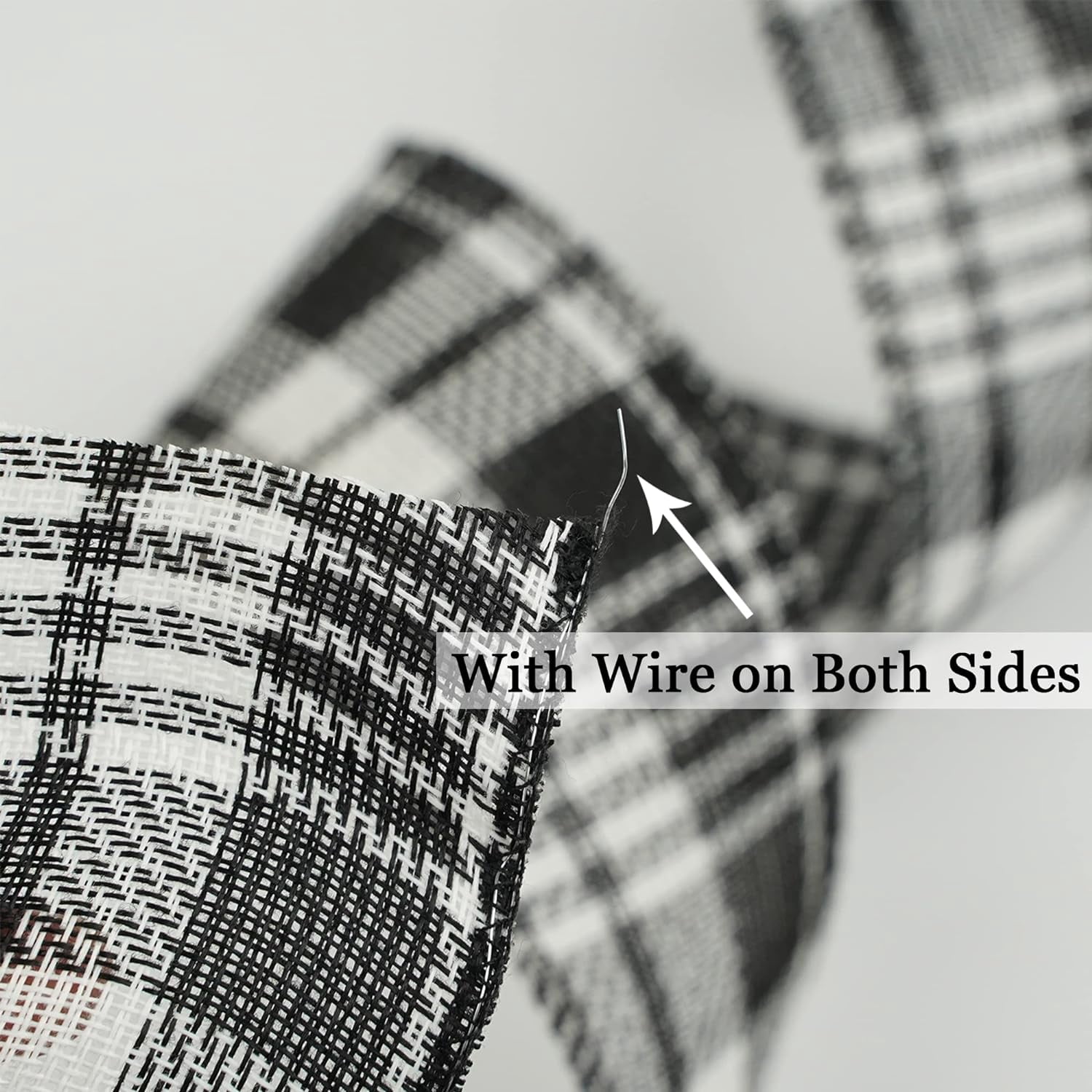 Black and White Wired Ribbon 2.5 Inch Christmas Plaid Ribbon 25 Yards Buffalo Plaid Ribbon Bulk Black and White Gingham Ribbons Checkered Ribbon for Christmas Tree