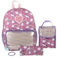 thumbnail image 2 of 6 in 1 Females Backpack with Matching Lunch Bag, Pencil Case, Keychain, Bracelet & Carabiner Clip in Sparkle Unicorns Print, 2 of 6