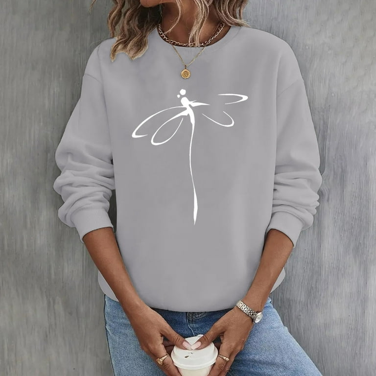 Women's Y2K Casual Sweatshirt – Loose Fit, Bow Graphic Print, Long Sleeve Pullover