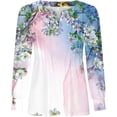 thumbnail image 4 of Womens T Shirts Casual 2024 V Neck Button Down Shirts Pleated Puff Long Sleeve Tunic Shirts Blouses Tshirts, 4 of 5