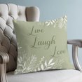 thumbnail image 4 of Pillow Covers 16x16 Set of 2, Sage Green Botanical Throw Pillow Covers Decorative Couch Cushion Cover, Farmhouse Laugh Love Leaves Microfiber Soft Square Pillowcases for Bedroom Living Room Sofa, 4 of 9