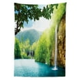 thumbnail image 3 of Ambesonne Landscape Tablecloth Rectangular Table Cover, Crotian Lake Forest, 52"x70", Green and Blue, 3 of 4