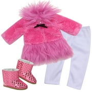 Sophia's Fleece Coat, Solid White Leggings, and Sequin Ewe Boots for 18â€ Dolls, Hot Pink