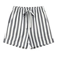 thumbnail image 7 of Cagogo Women Plus Size Drawstring High Waisted Shorts with Pockets Striped Casual Loose Workout Shorts for Summer Beach Lounge, Blue 2XL, 7 of 7
