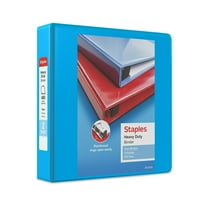 Staples Heavy Duty 2" 3-Ring View Binder with D-Rings and Four Interior Pockets Light Blue  3/Pack