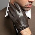 thumbnail image 2 of Guantes de cuero para hombre, otoño e invierno, terciopelo grueso, cálido, para conducir, motocicleta, pantalla táctil, guantes de piel de oveja superior, 2 of 5
