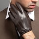 thumbnail image 3 of Guantes de cuero para hombre, otoño e invierno, terciopelo grueso, cálido, para conducir, motocicleta, pantalla táctil, guantes de piel de oveja superior, 3 of 5