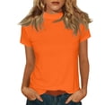 thumbnail image 5 of Helii Women's Tops Mock Neck Solid Color Embroidered Short Sleeve T-Shirt Loose Soft Basic Tops Dressy Casual Summer Daily Outfits Orange S, 5 of 7
