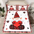 thumbnail image 2 of Castle Fairy Female Men Women Cartoon Gnome Love Heart 4pcs Bed Sheets,Happy Valentine's Day King Sheets,Black Red Geometric Plaid Super Cozy Sheet Set,Super Cozy Room Decor, 2 of 7