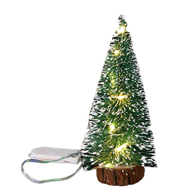 Mini Christmas Tree Decorations Small Pine Tree with Wooden Bases led Christmas Tree Lights for Outdoor Christmas Decor