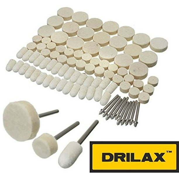 DRILAX 88 Pcs Felt Polishing Pad and Wheel Point and Mandrel Kit For
