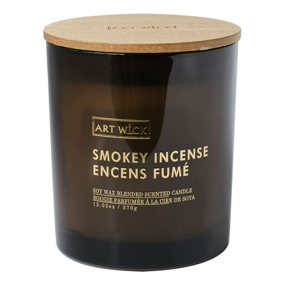 Art Wick 13.05oz Smokey Incense Soy Wax Blended Scented Candle,1 wood wick, · 13oz<br>· 370g<br>· 1 pack