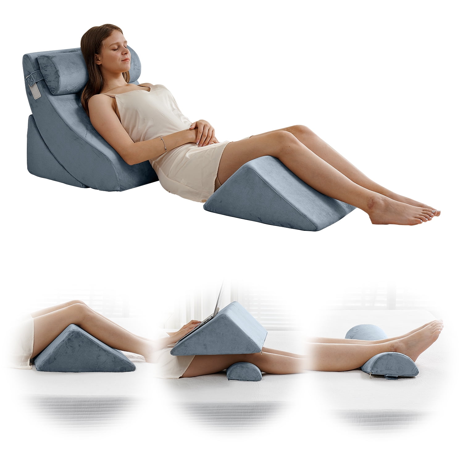 4PCS Qirroboni Orthopedic Bed Wedge Pillow Set, Post Surgery Foam for