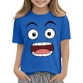thumbnail image 6 of DAETIROS Boys Funny Cartoon Face T-Shirt Short Sleeve Crewneck 100% Cotton Kids Boy Top Ages 4-7 Blue Kids Graphic Tee,Size 9 T, 6 of 6