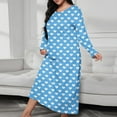 thumbnail image 2 of BiZtdJrK Womens Plus Size Casual Nightgowns Heart Printed Crew Neck Long Sleeve Maxi Dresses Lightweight Loose Fall Sleepdress Valentine's Day Gifts Light Blue XXL, 2 of 7